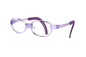 oval eyeglasses with translucent light purple frames and solid purple temple tips, shown on a clean white background.