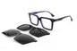 A pair of square-frame eyeglasses with dark purple acetate arms and black clip-on lenses, displayed on a clean white background with the text 'C2.NAVY' in the bottom right corner.